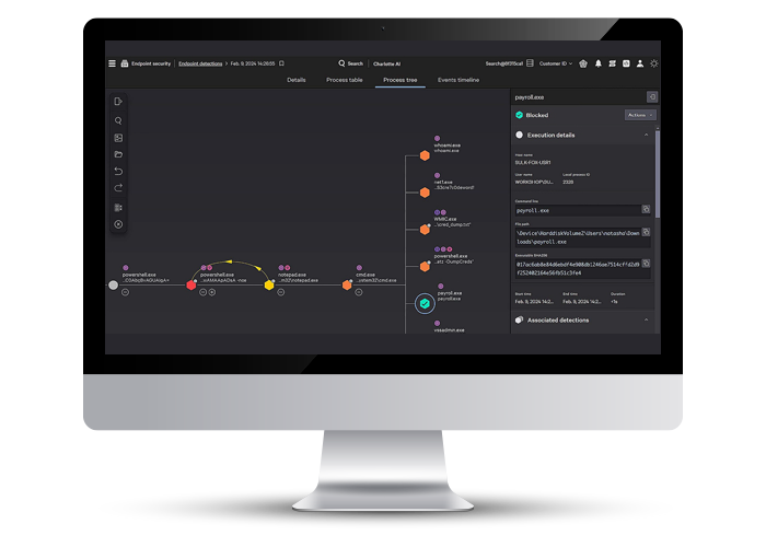 Endpoint detection and response portal on a desktop computer