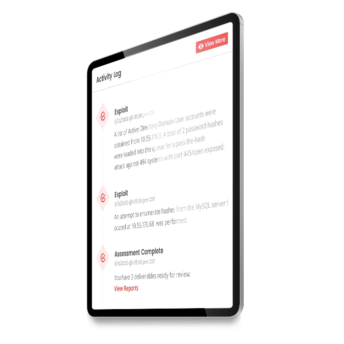 Pen testing for education visibility of threats portal on tablet