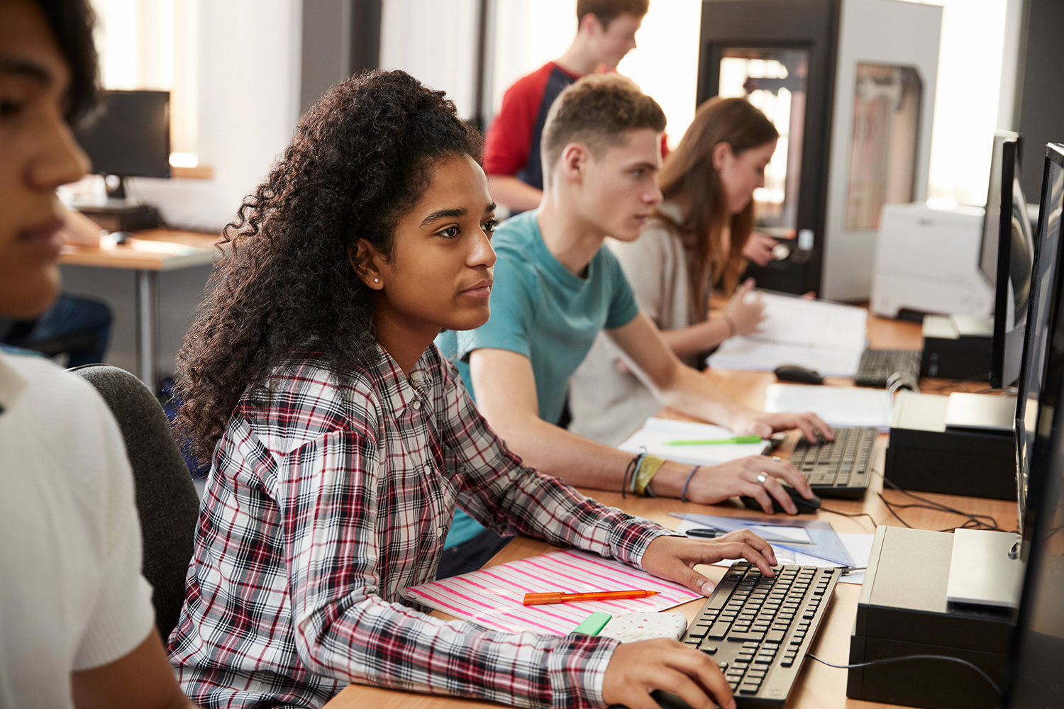 Education IT security keeping students safe while they work at desktop computers